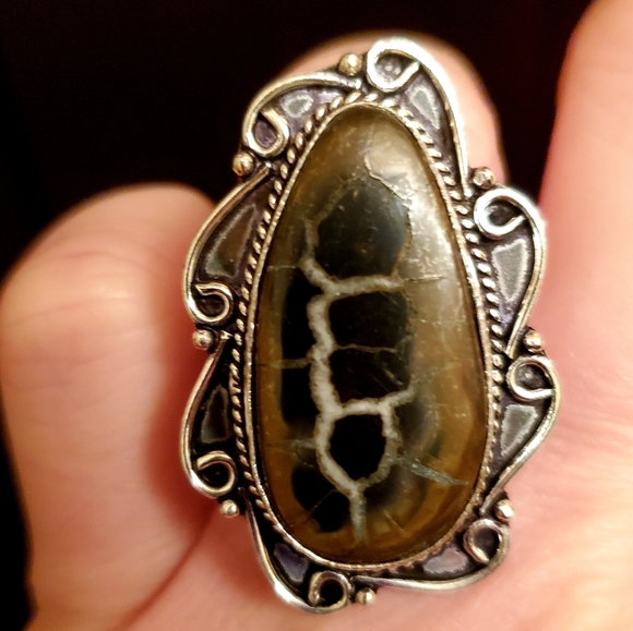 New Mud Crack Jasper Fossil 925 Silver Ring. - Picture 5 of 8